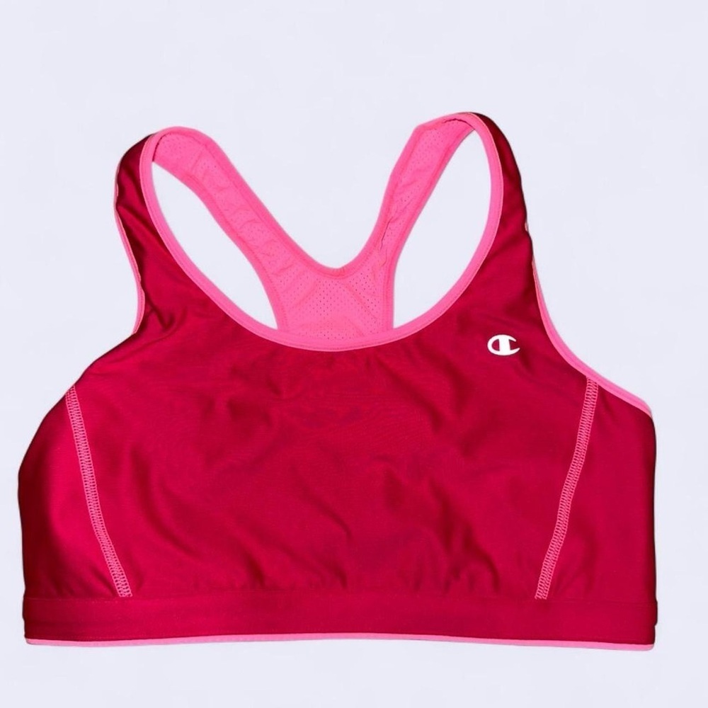 Champion Pink Racerback Sports Bra Mesh Stretch No Size Tag (Fits Small)